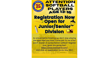 TLL Juniors and Seniors Softball Registration thru May 9